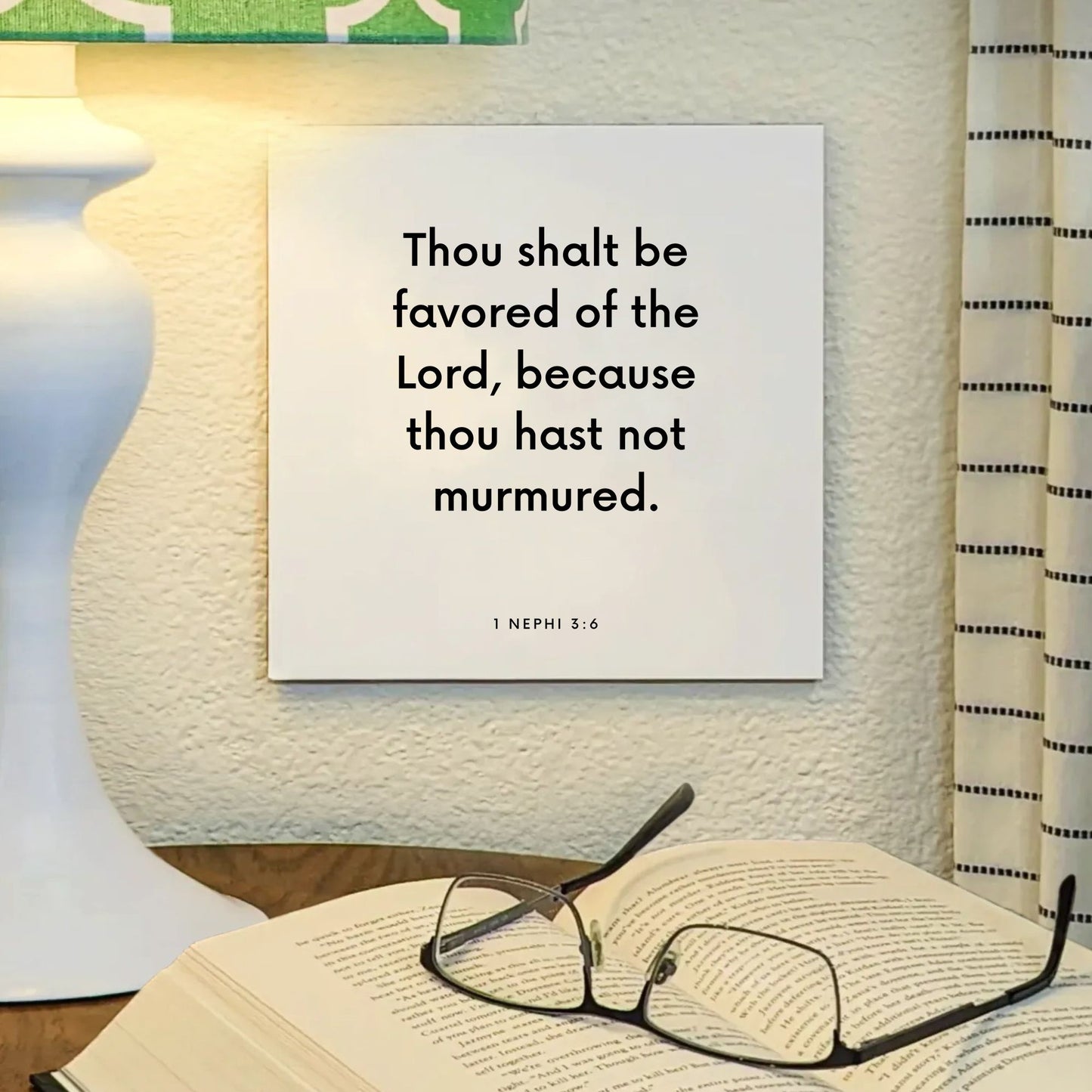 Lamp mouting of the scripture tile for 1 Nephi 3:6 - "Thou shalt be favored of the Lord"
