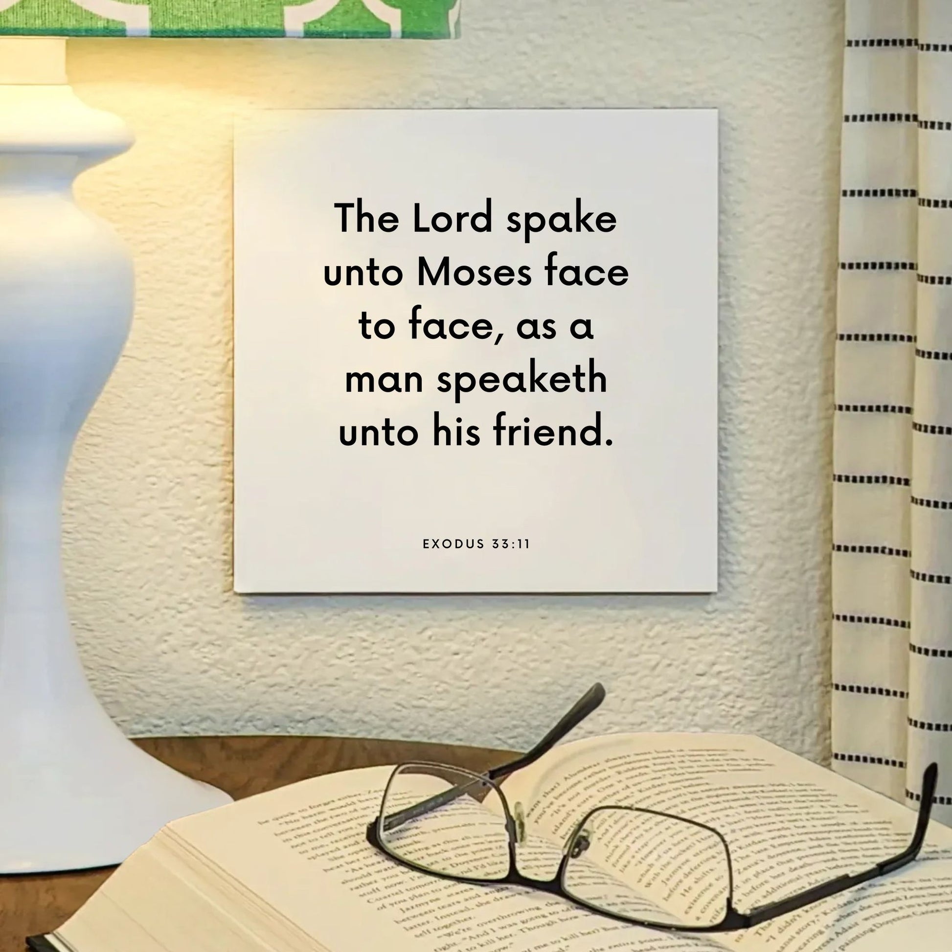 Lamp mouting of the scripture tile for Exodus 33:11 - "The Lord spake unto Moses face to face"