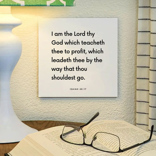 Lamp mouting of the scripture tile for Isaiah 48:17 - "I am the Lord thy God which teacheth thee to profit"