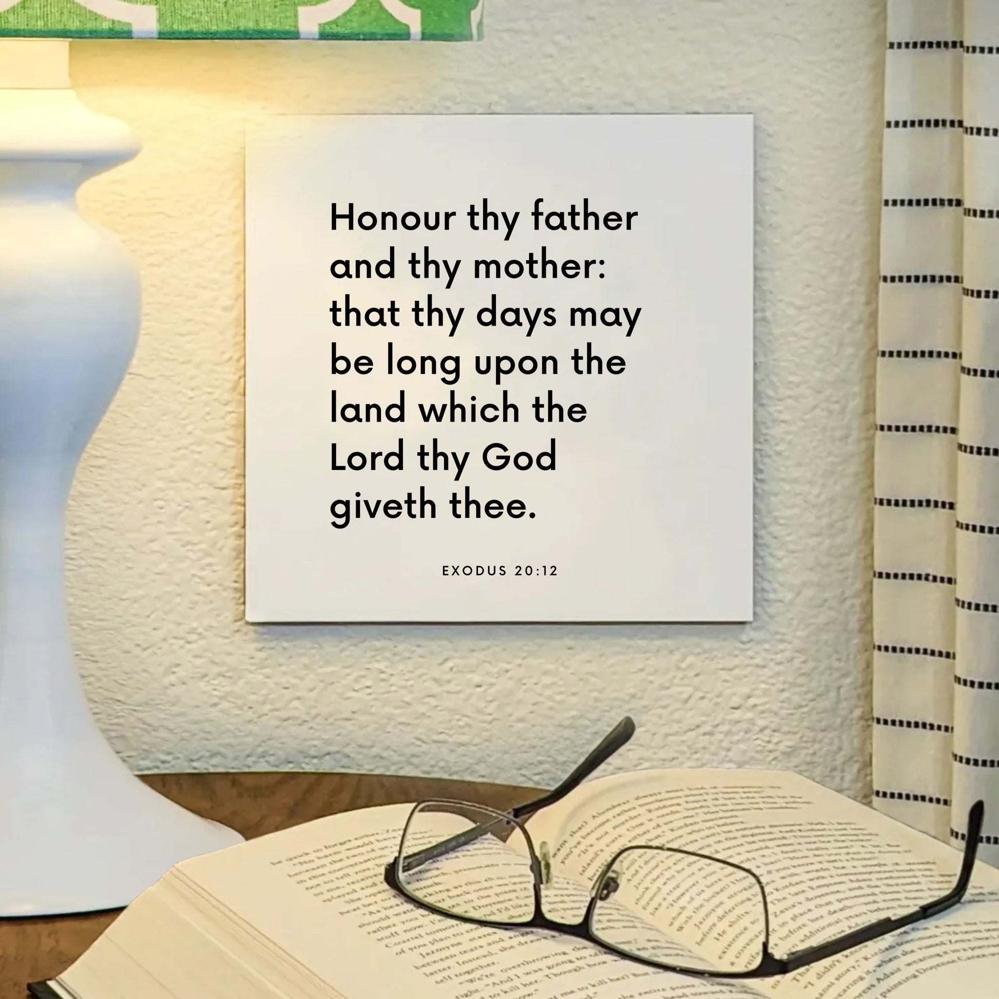 Lamp mouting of the scripture tile for Exodus 20:12 - "Honour thy father and thy mother"