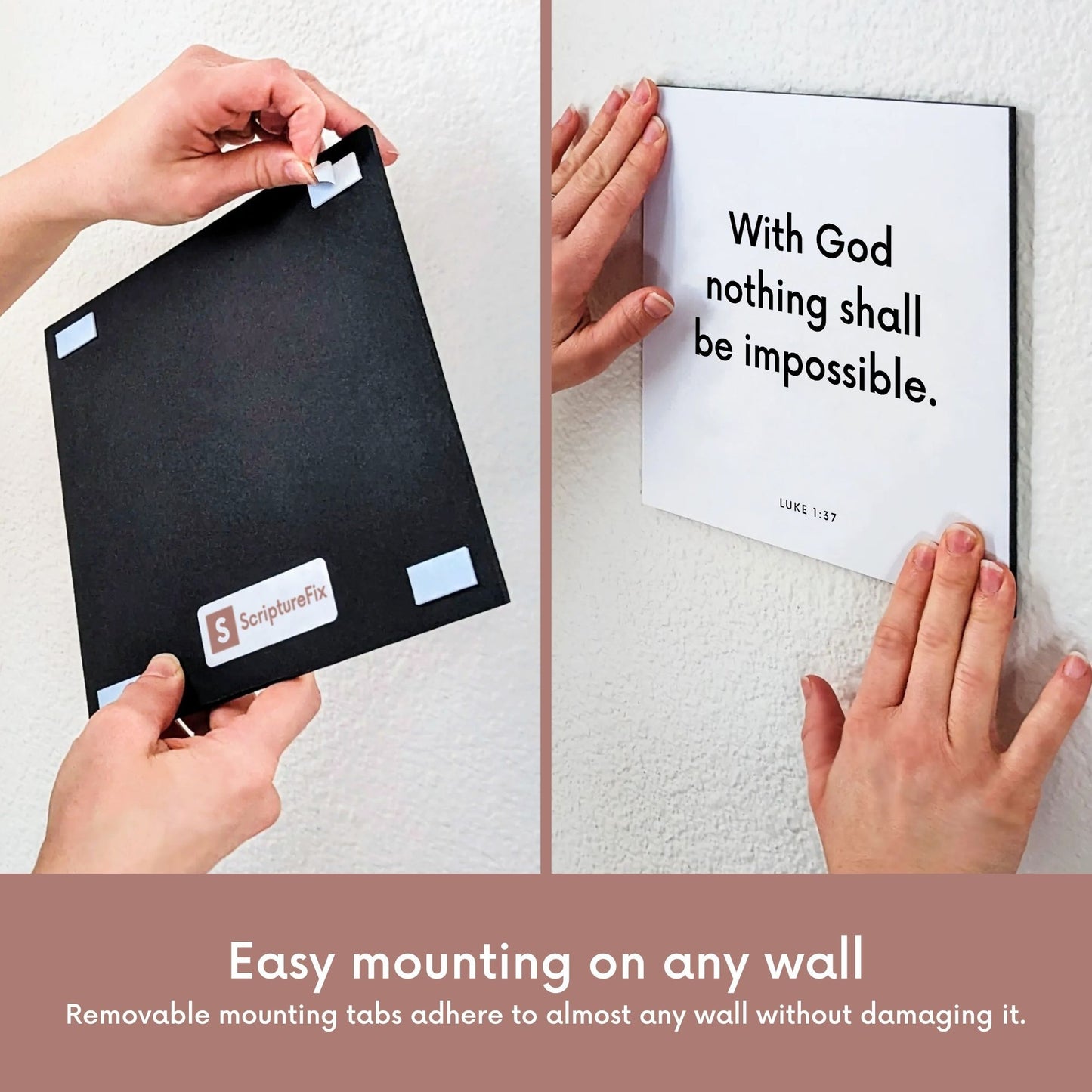Mounting of scripture tile for Luke 1:37 - "With God nothing shall be impossible"