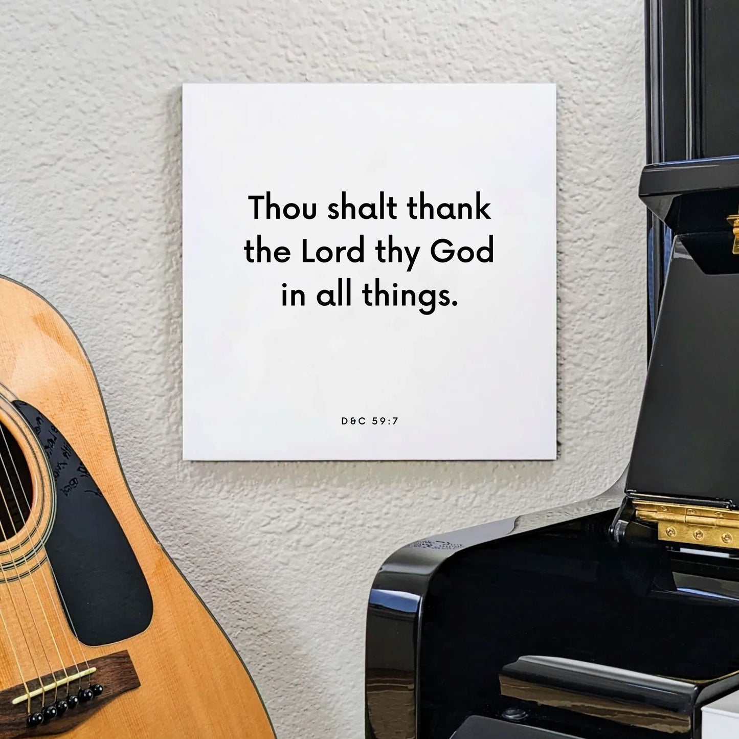 Music mouting of the scripture tile for D&C 59:7 - "Thou shalt thank the Lord thy God in all things"