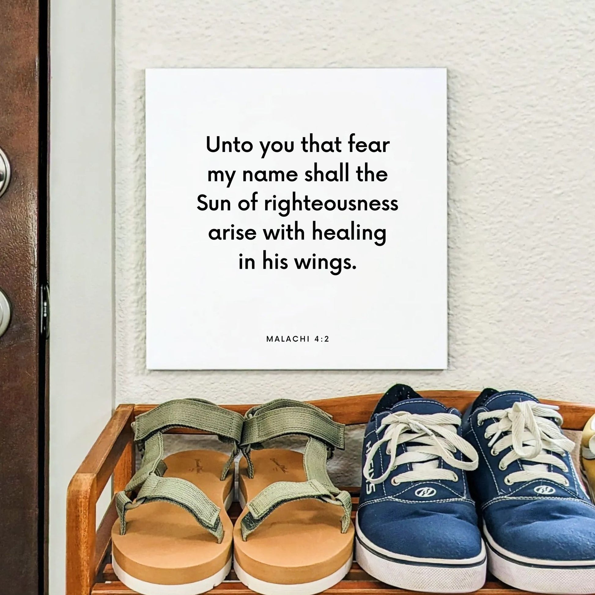 Shoes mouting of the scripture tile for Malachi 4:2 - "Unto you that fear my name"