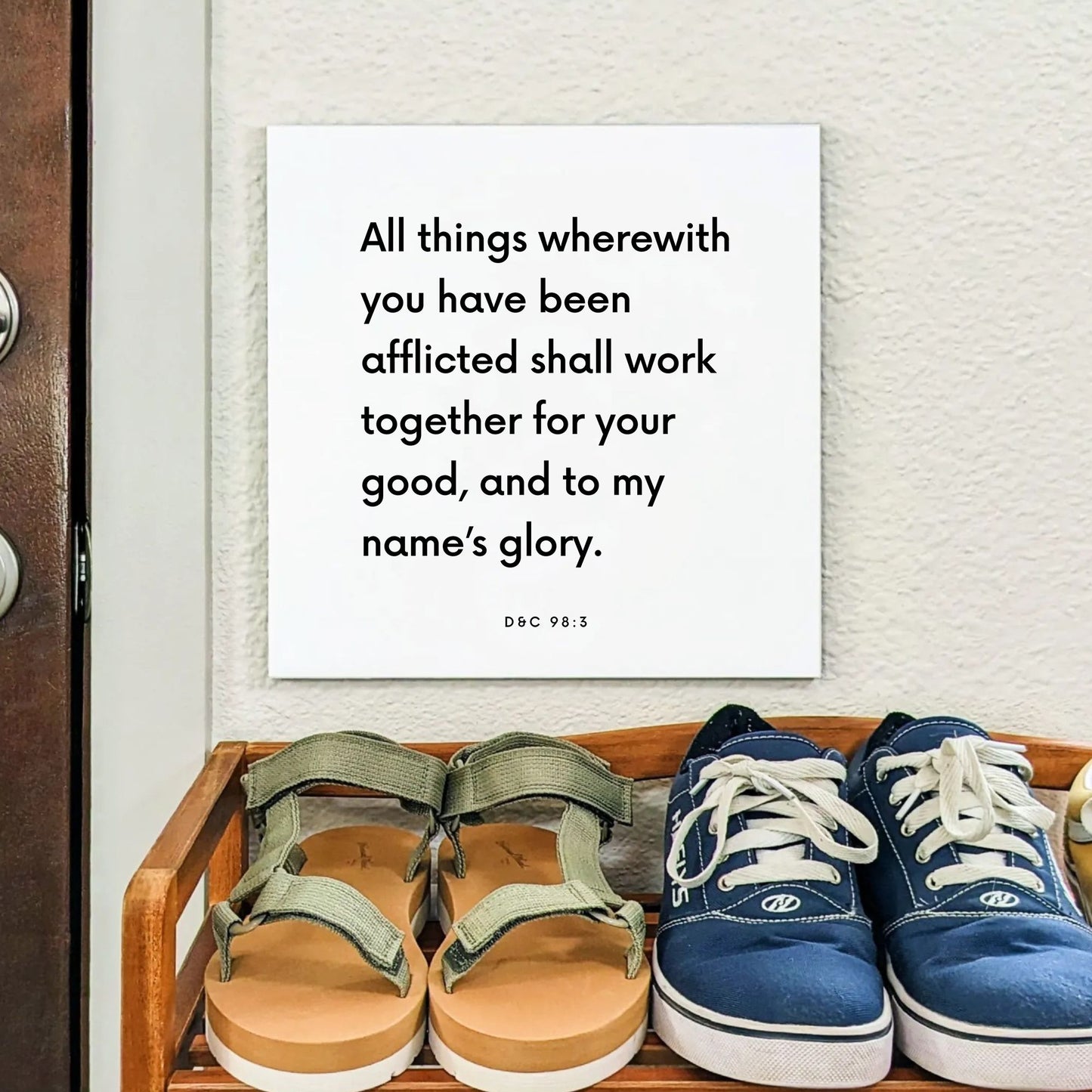 Shoes mouting of the scripture tile for D&C 98:3 - "All things wherewith you have been afflicted"