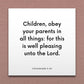 Wall-mounted scripture tile for Colossians 3:20 - "Children, obey your parents in all things"