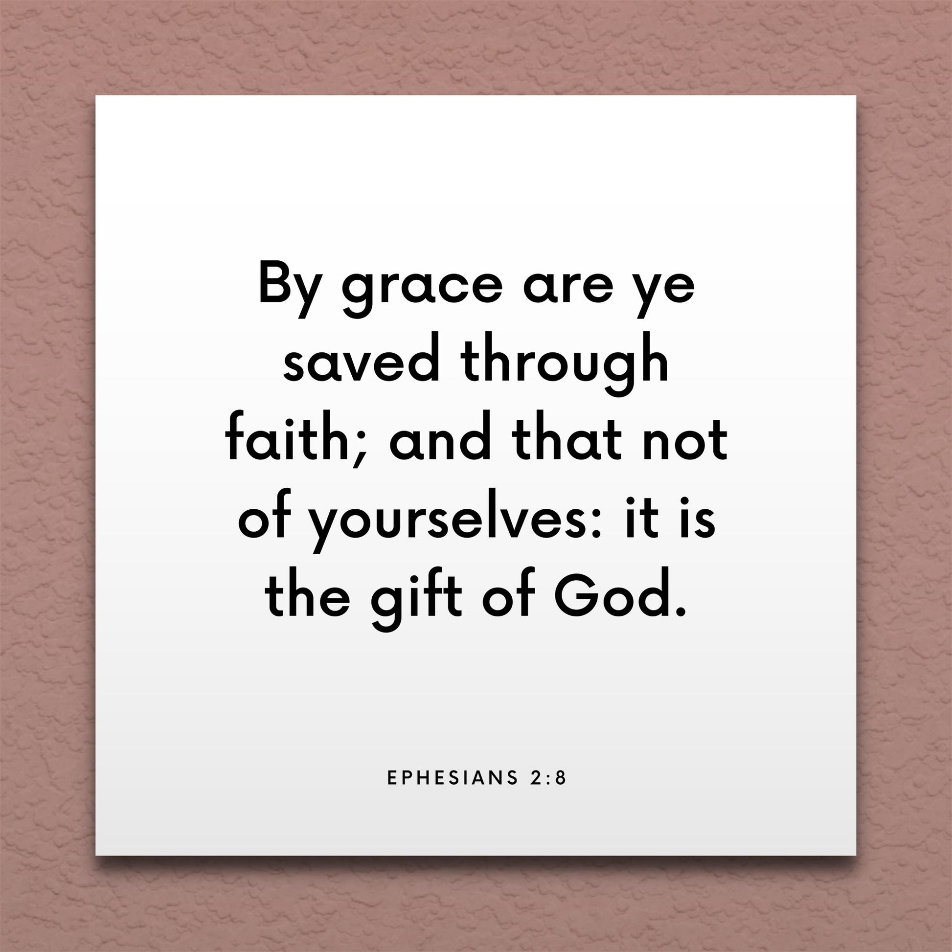Wall-mounted scripture tile for Ephesians 2:8 - "By grace are ye saved through faith"