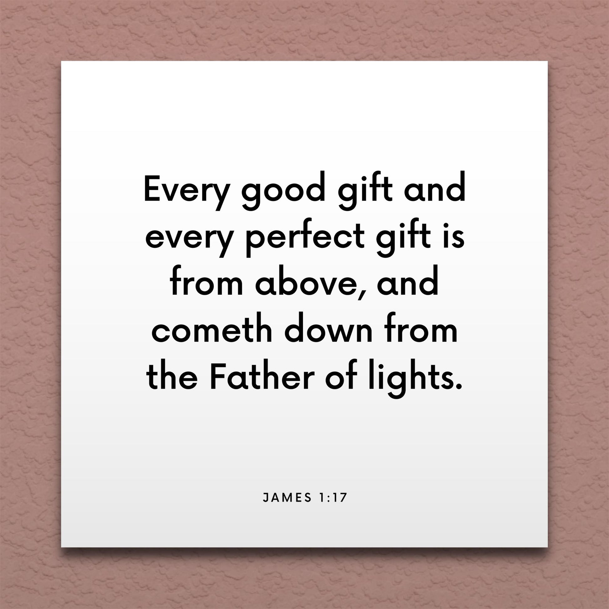 Wall-mounted scripture tile for James 1:17 - "Every good gift and every perfect gift is from above"