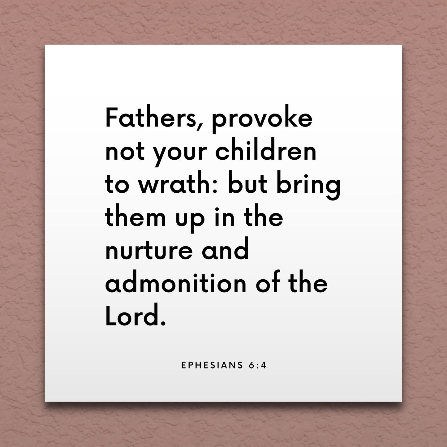 Wall-mounted scripture tile for Ephesians 6:4 - "Fathers, provoke not your children to wrath"