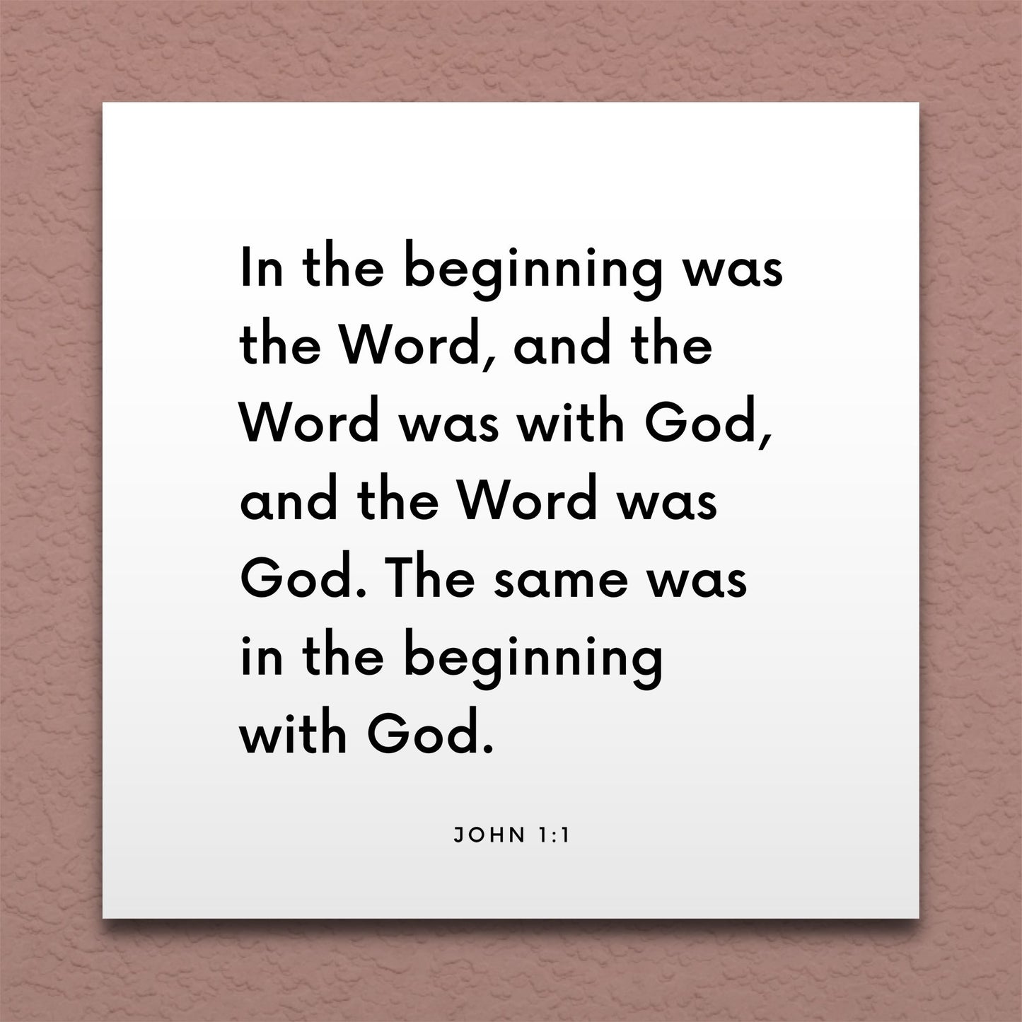 Wall-mounted scripture tile for John 1:1 - "In the beginning was the Word, and the Word was with God"