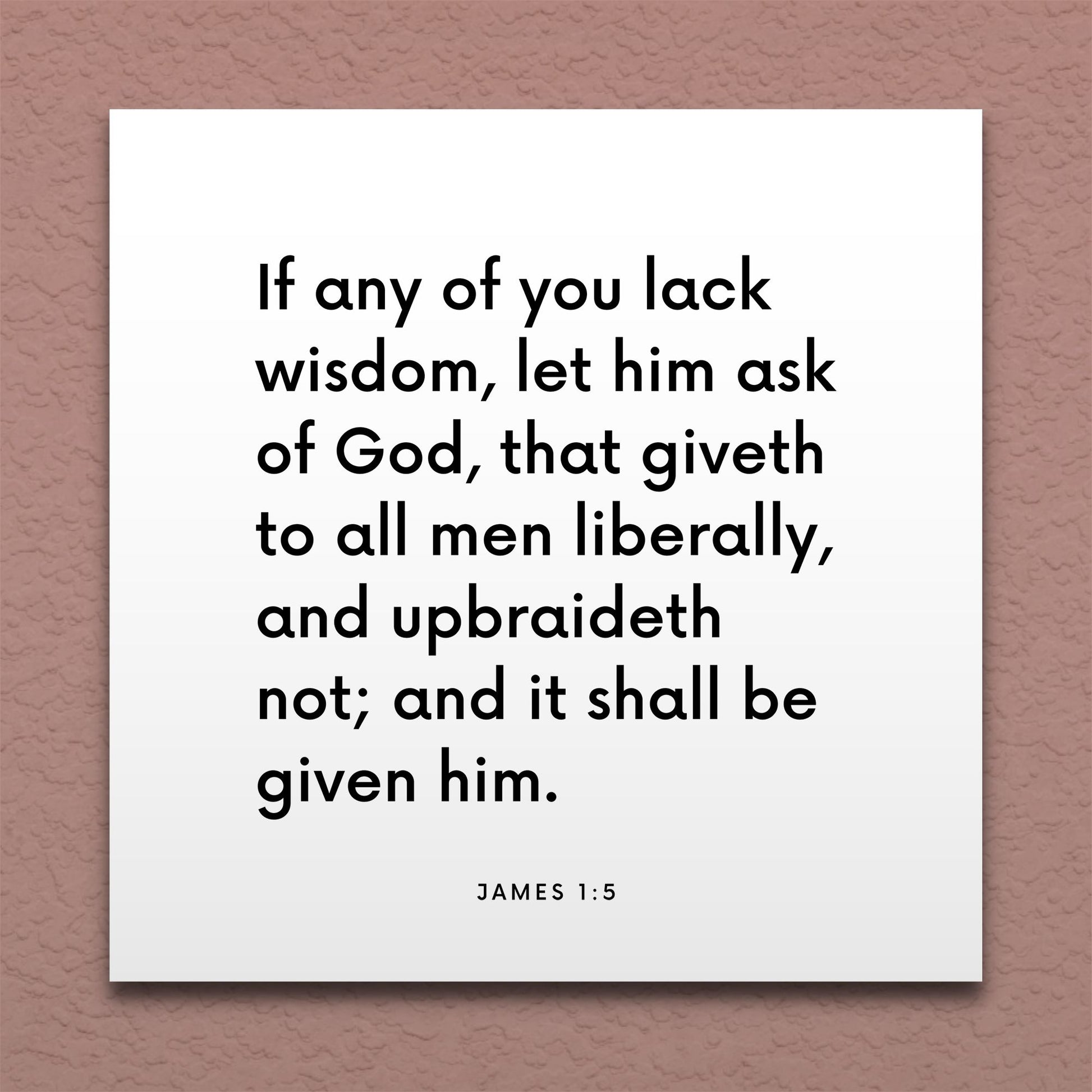 Wall-mounted scripture tile for James 1:5 - "If any of you lack wisdom, let him ask of God"