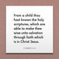 Wall-mounted scripture tile for 2 Timothy 3:15  - "From a child thou hast known the holy scriptures"
