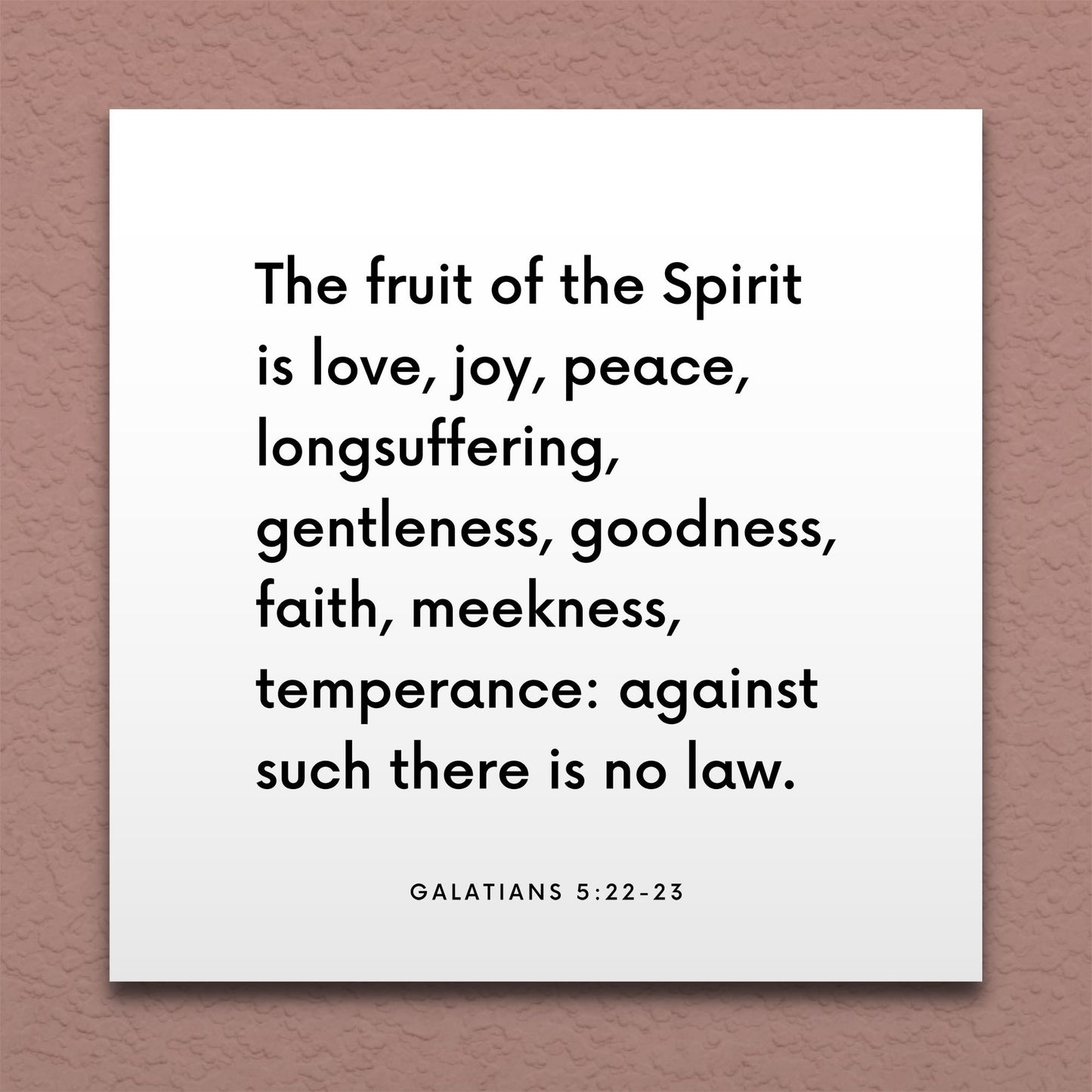 Wall-mounted scripture tile for Galatians 5:22-23 - "The fruit of the Spirit is love, joy, peace"