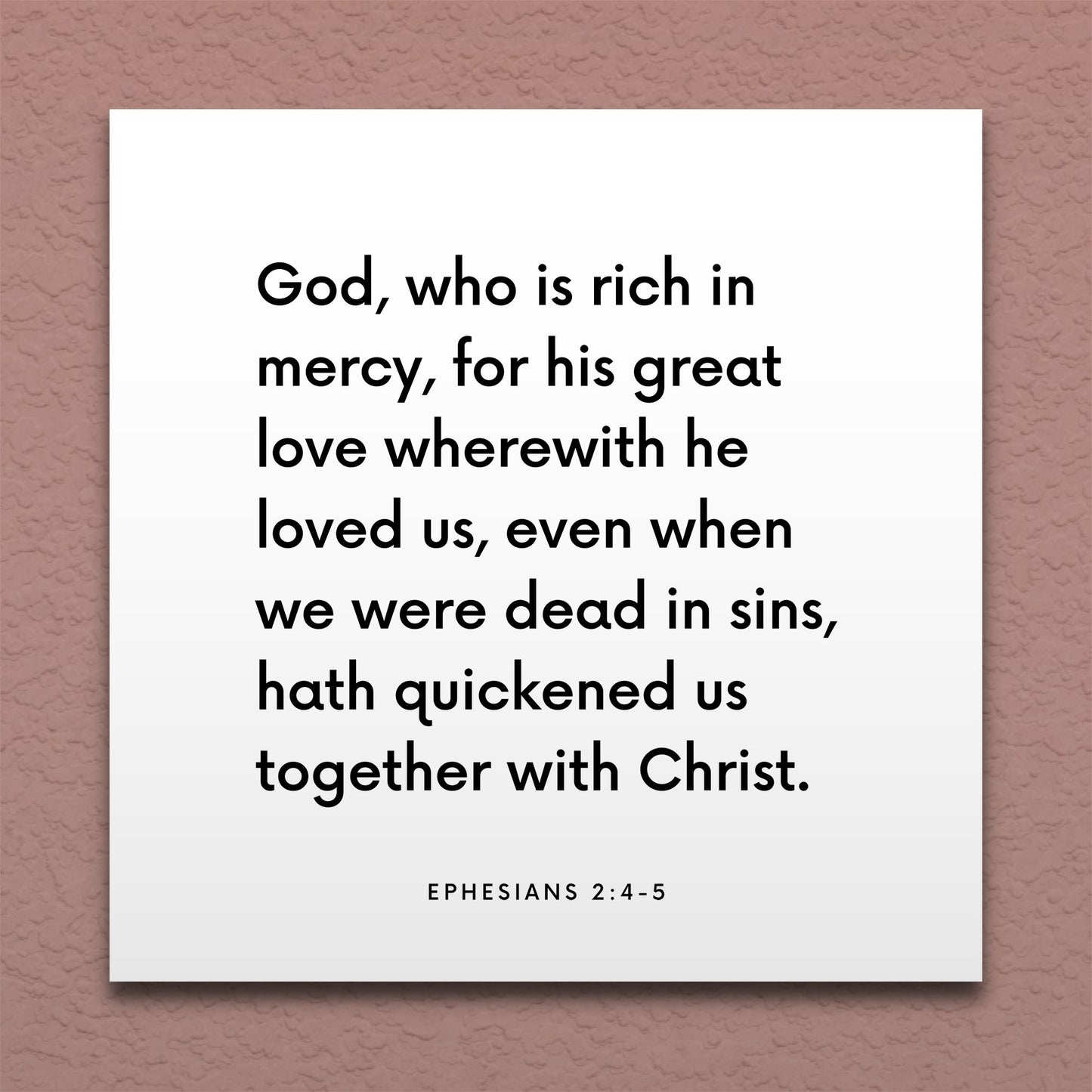 Wall-mounted scripture tile for Ephesians 2:4-5 - "God, who is rich in mercy"