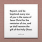 Wall-mounted scripture tile for Acts 2:38 - "Repent, and be baptized every one of you"
