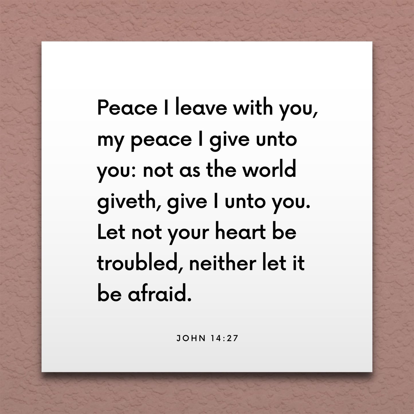 Wall-mounted scripture tile for John 14:27 - "Peace I leave with you, my peace I give unto you"