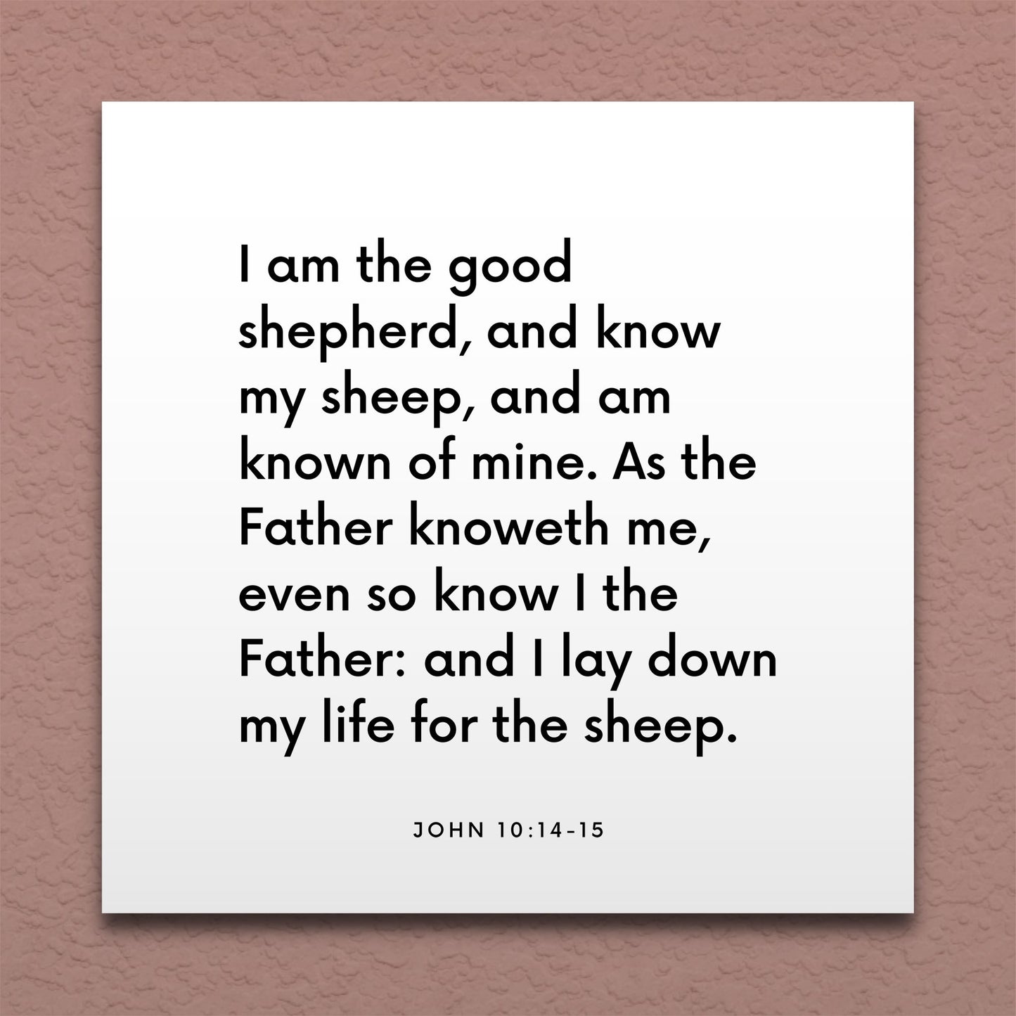 Wall-mounted scripture tile for John 10:14-15 - "I am the good shepherd, and know my sheep"
