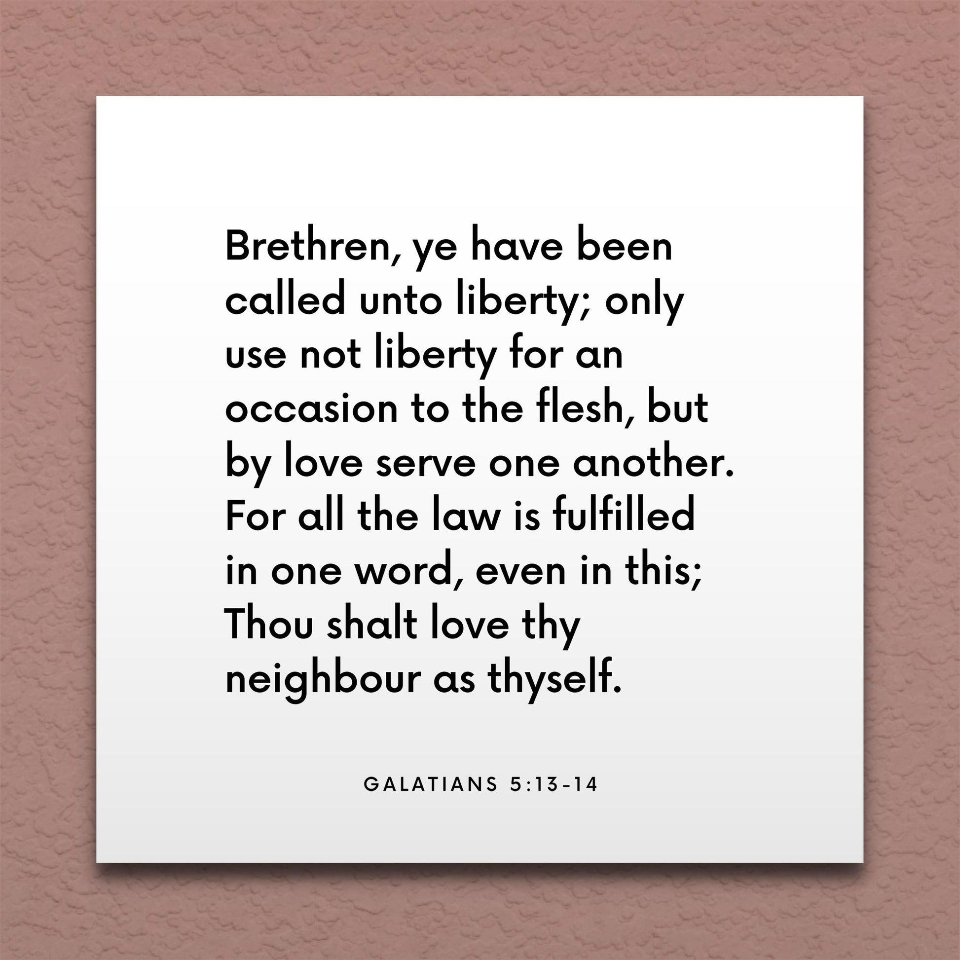 Wall-mounted scripture tile for Galatians 5:13-14 - "Ye have been called unto liberty"