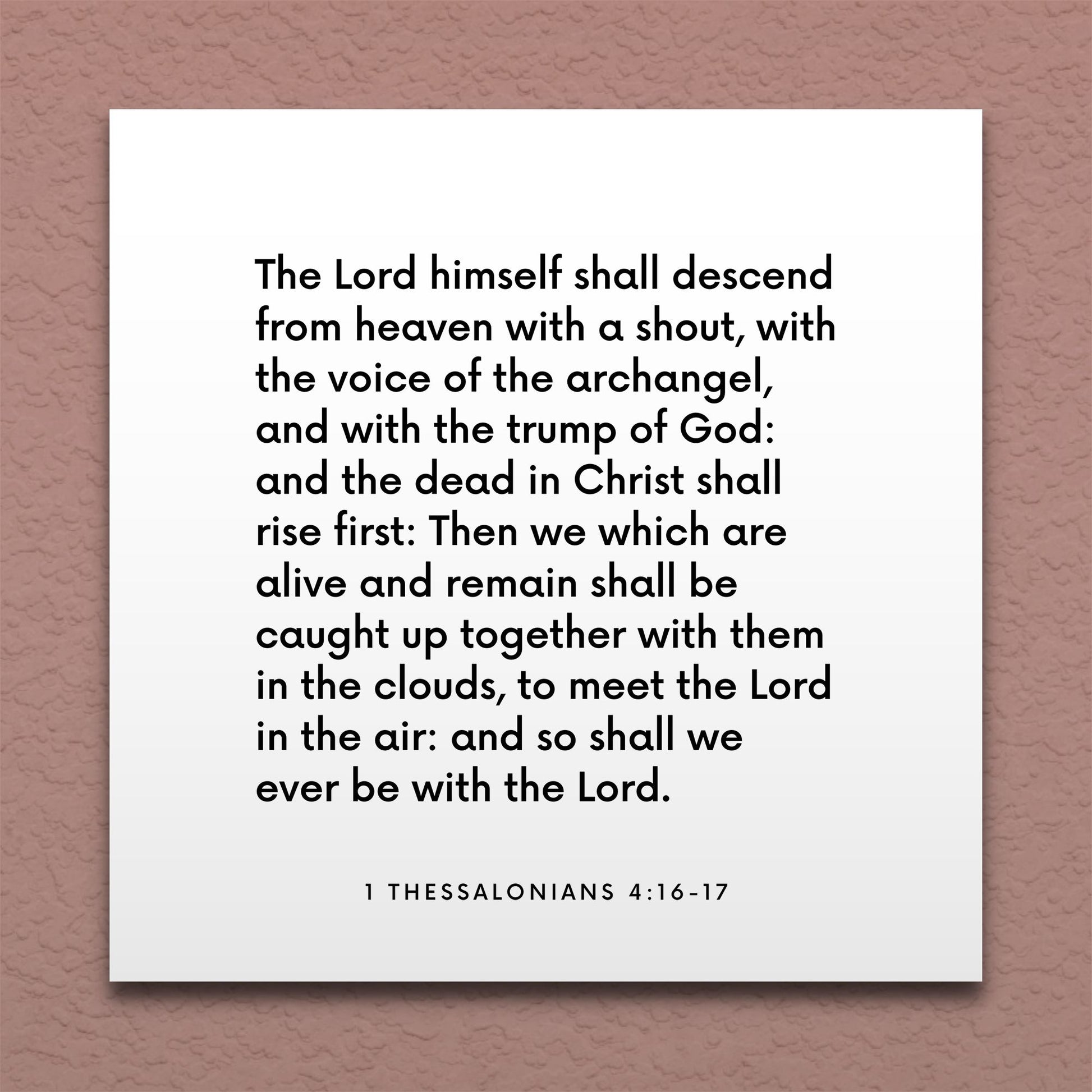 Wall-mounted scripture tile for 1 Thessalonians 4:16-17 - "The Lord himself shall descend from heaven"