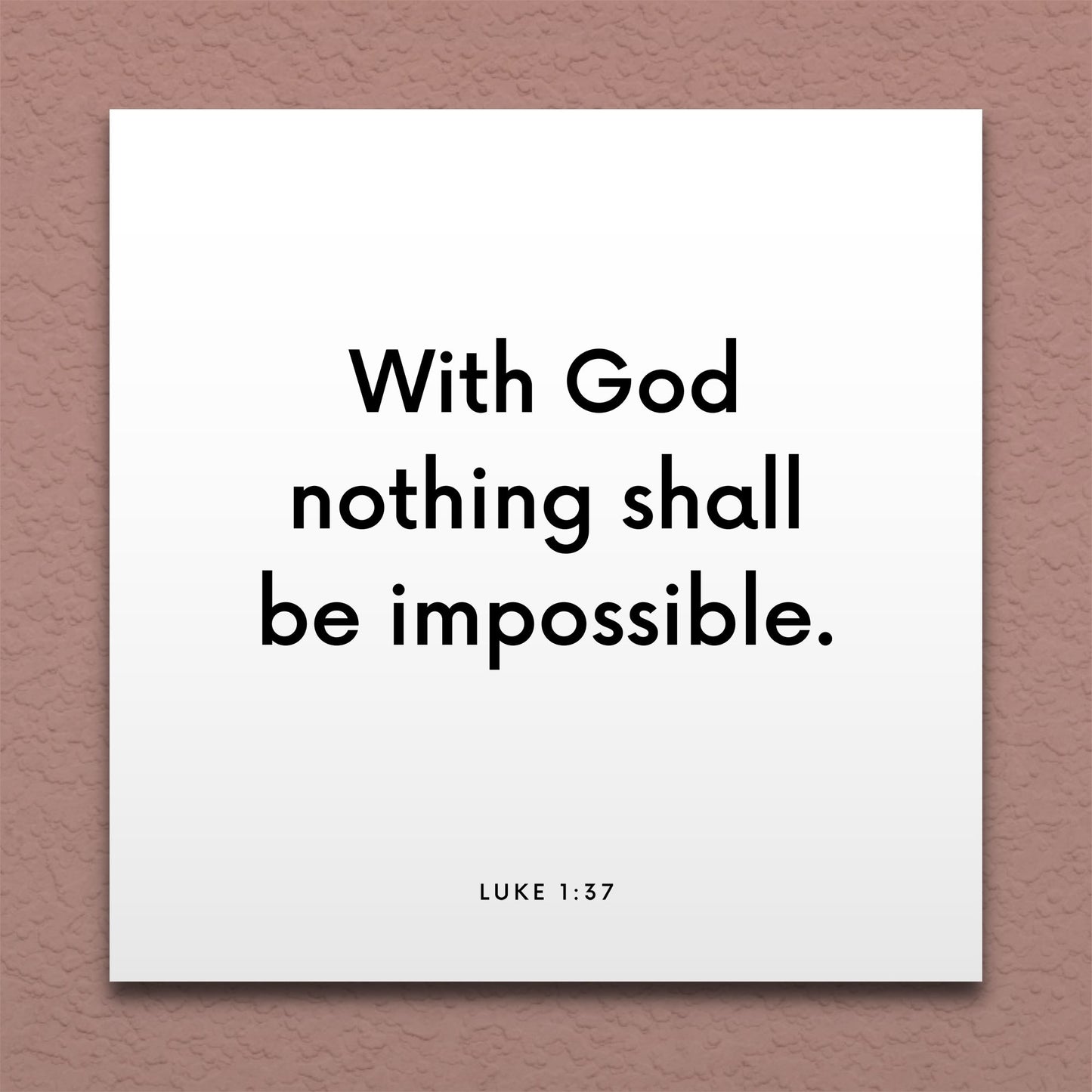 Wall-mounted scripture tile for Luke 1:37 - "With God nothing shall be impossible"