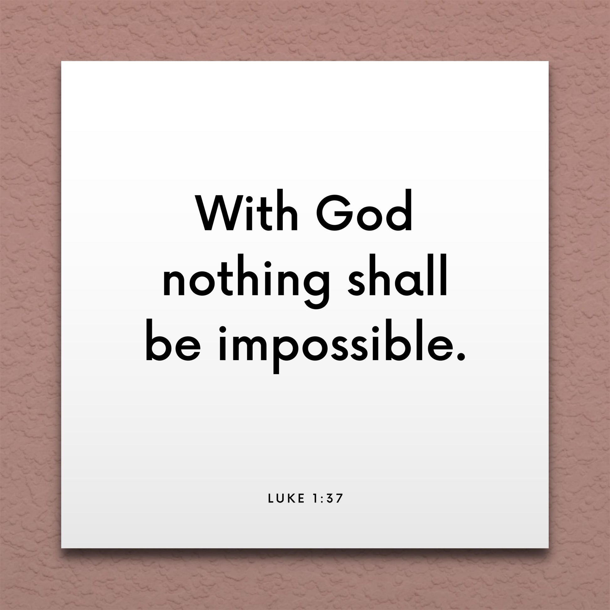 Wall-mounted scripture tile for Luke 1:37 - "With God nothing shall be impossible"