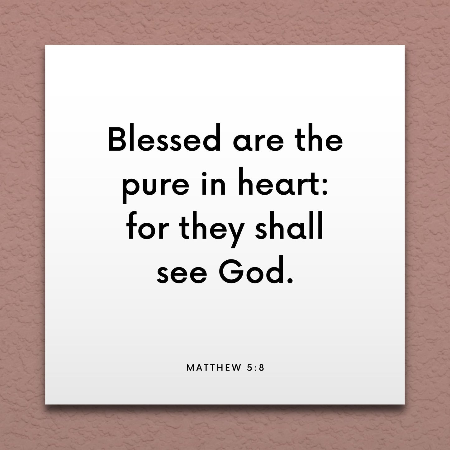 Wall-mounted scripture tile for Matthew 5:8 - "Blessed are the pure in heart: for they shall see God"