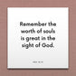 Wall-mounted scripture tile for D&C 18:10 - "Remember the worth of souls is great in the sight of God"