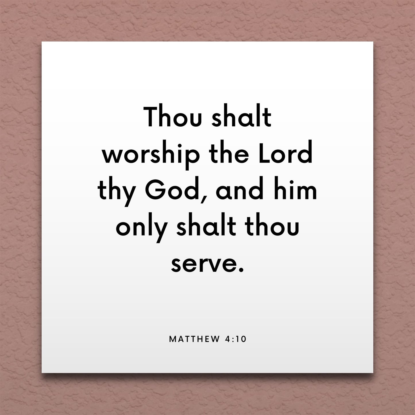 Wall-mounted scripture tile for Matthew 4:10 - "Thou shalt worship the Lord thy God"