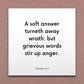 Wall-mounted scripture tile for Psalms 15:1 - "A soft answer turneth away wrath"
