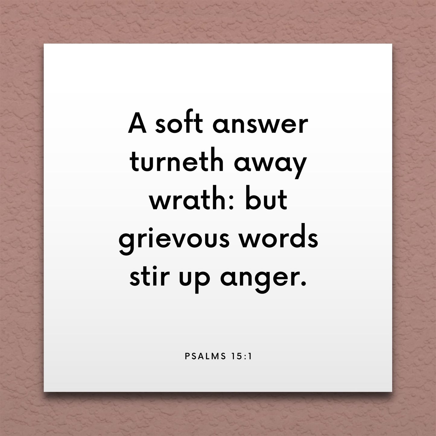 Wall-mounted scripture tile for Psalms 15:1 - "A soft answer turneth away wrath"