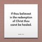 Wall-mounted scripture tile for Alma 15:8 - "If thou believest in the redemption of Christ"