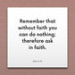 Wall-mounted scripture tile for D&C 8:10 - "Remember that without faith you can do nothing"