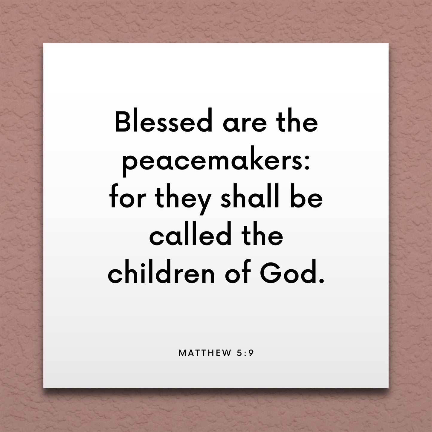 Wall-mounted scripture tile for Matthew 5:9 - "Blessed are the peacemakers"