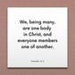 Wall-mounted scripture tile for Romans 12:5 - "We, being many, are one body in Christ"