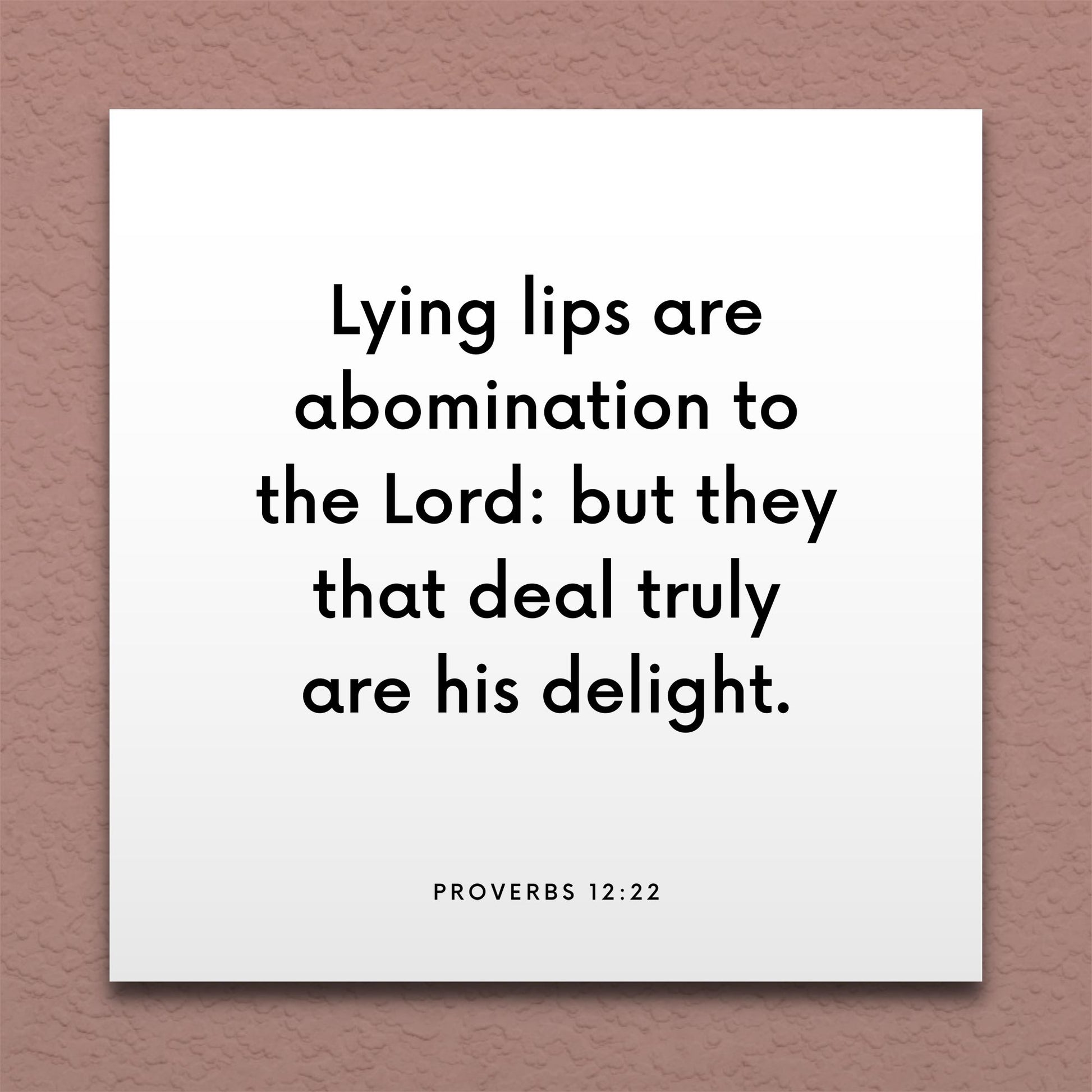 Wall-mounted scripture tile for Proverbs 12:22 - "Lying lips are abomination to the Lord"