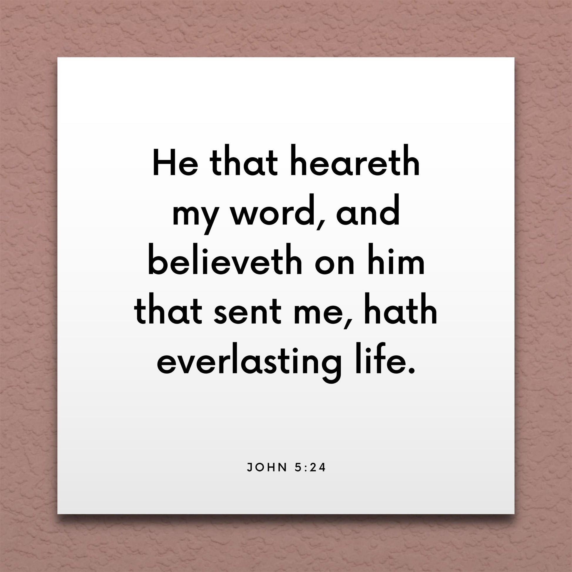 Wall-mounted scripture tile for John 5:24 - "He that heareth my word hath everlasting life"