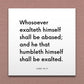Wall-mounted scripture tile for Luke 14:11 - "He that humbleth himself shall be exalted"
