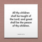 Wall-mounted scripture tile for Isaiah 54:13 - "All thy children shall be taught of the Lord"