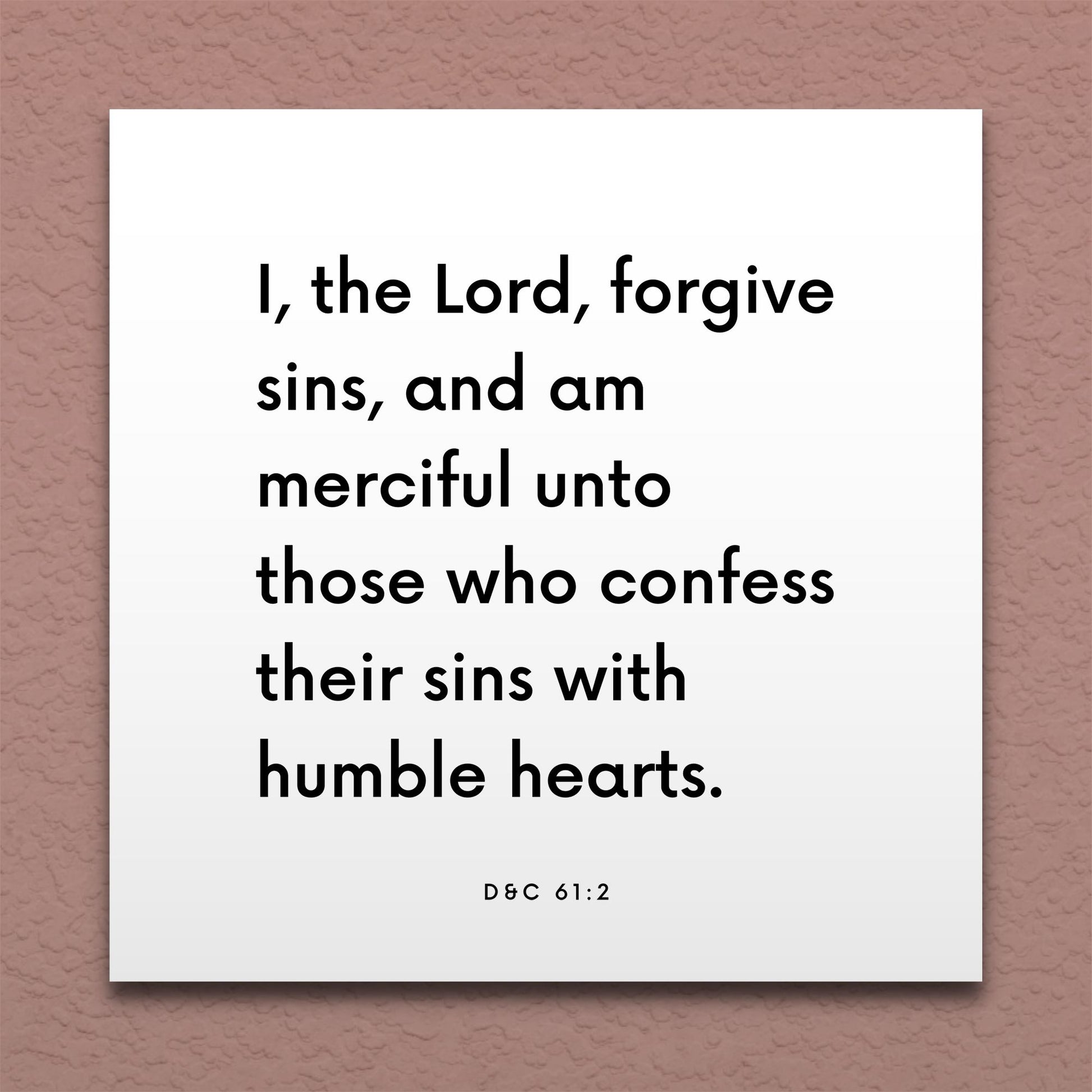 Wall-mounted scripture tile for D&C 61:2 - "I, the Lord, forgive sins, and am merciful"