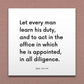 Wall-mounted scripture tile for D&C 107:99 - "Let every man learn his duty"