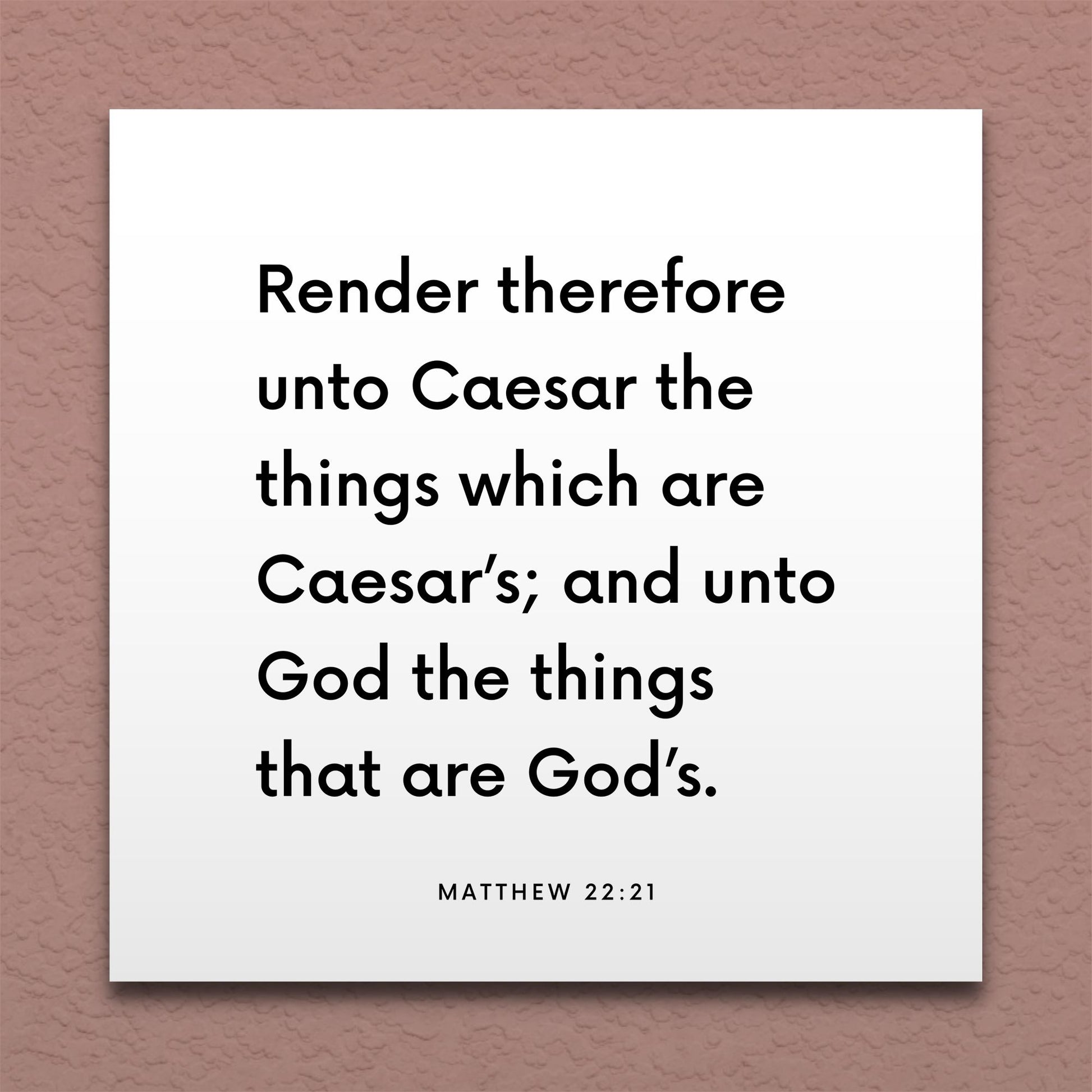 Wall-mounted scripture tile for Matthew 22:21 - "Render therefore unto Caesar the things which are Caesar’s"