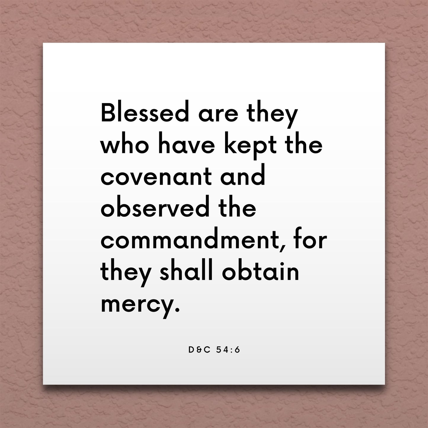 Wall-mounted scripture tile for D&C 54:6 - "Blessed are they who have kept the covenant"