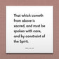 Wall-mounted scripture tile for D&C 63:64 - "That which cometh from above is sacred"