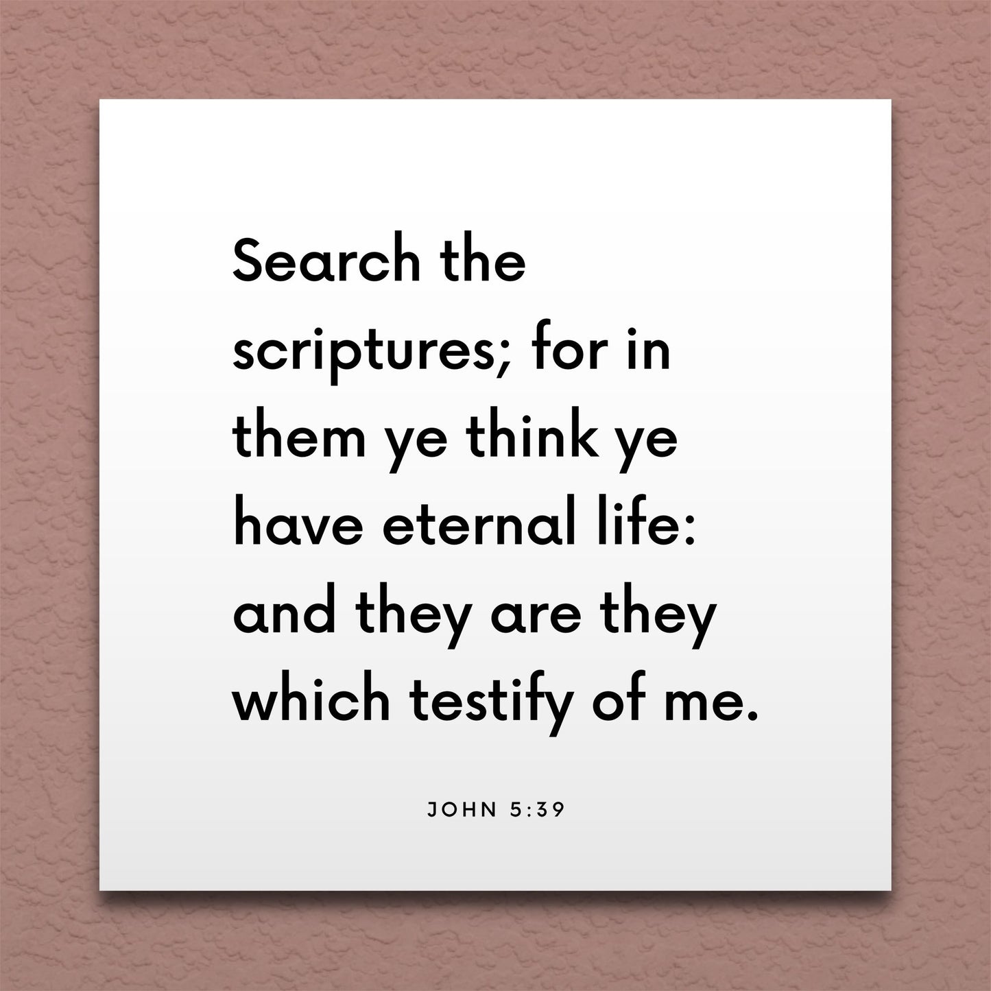 Wall-mounted scripture tile for John 5:39 - "Search the scriptures; for in them ye have eternal life"