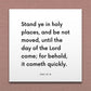 Wall-mounted scripture tile for D&C 87:8 - "Stand ye in holy places, and be not moved"