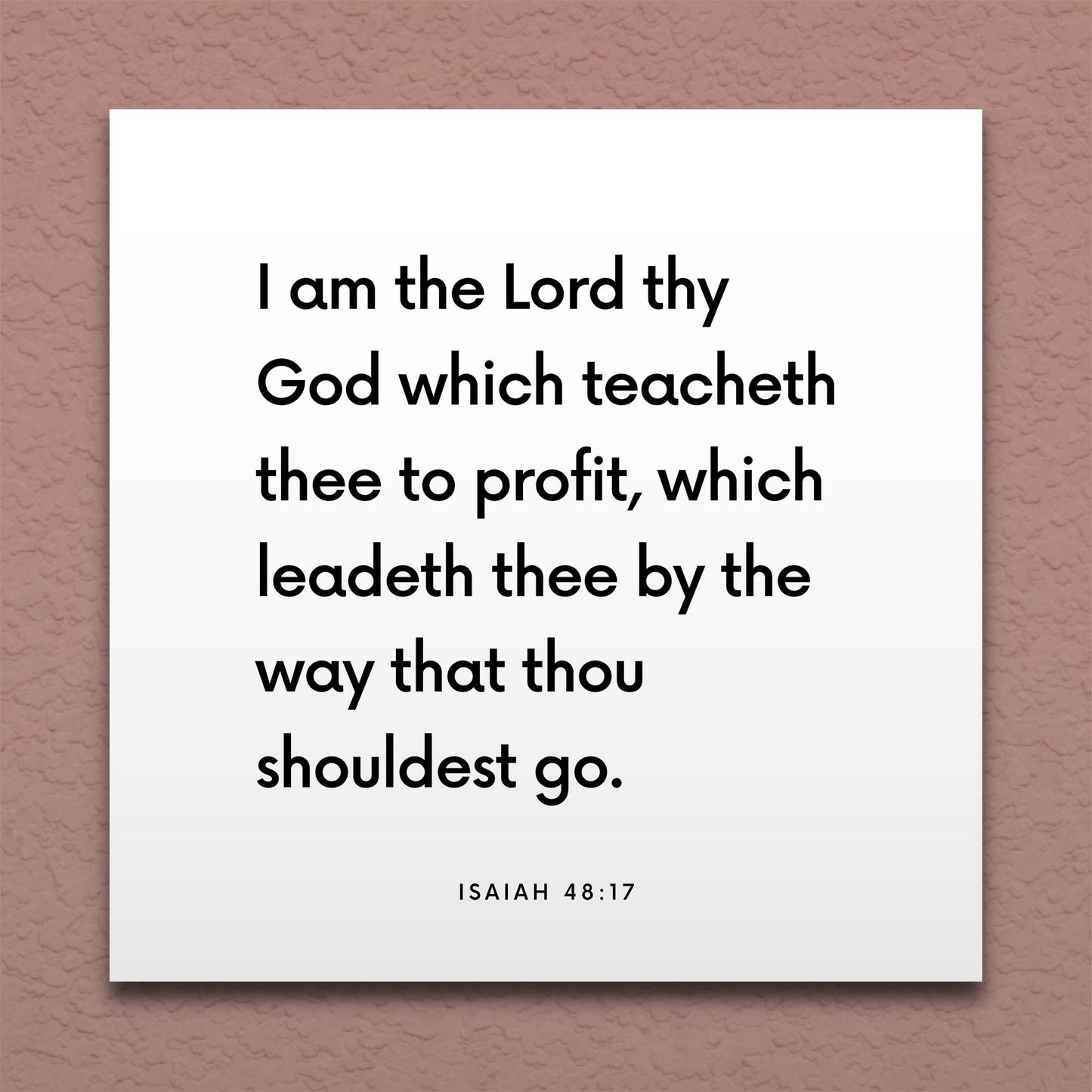 Wall-mounted scripture tile for Isaiah 48:17 - "I am the Lord thy God which teacheth thee to profit"