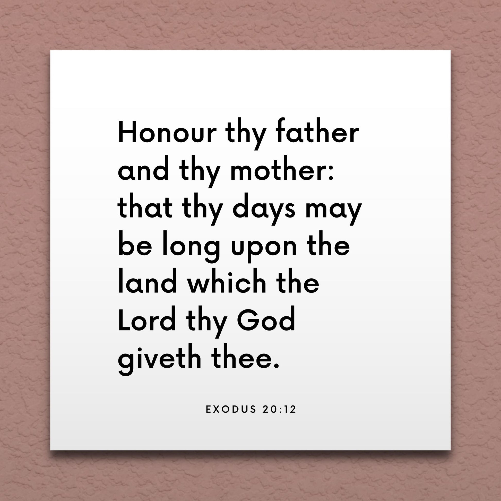 Wall-mounted scripture tile for Exodus 20:12 - "Honour thy father and thy mother"