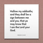 Wall-mounted scripture tile for Ezekiel 20:20 - "Hallow my sabbaths; and they shall be a sign"