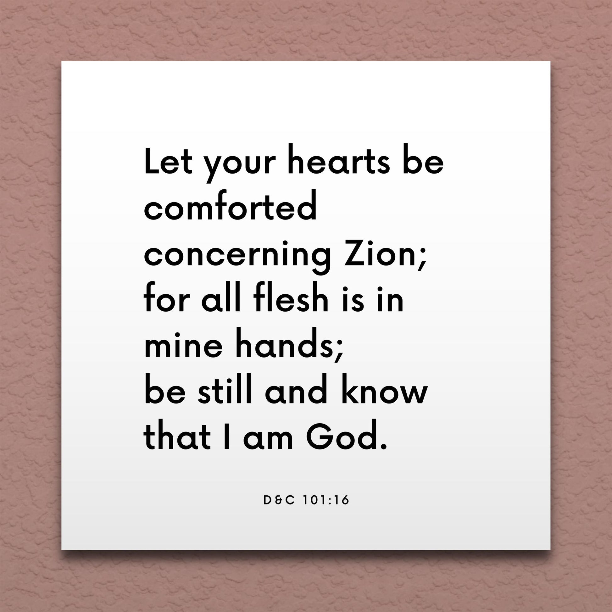 Wall-mounted scripture tile for D&C 101:16 - "Let your hearts be comforted concerning Zion"