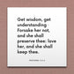 Wall-mounted scripture tile for Proverbs 4:5-6 - "Get wisdom, forsake her not, and she shall preserve thee"