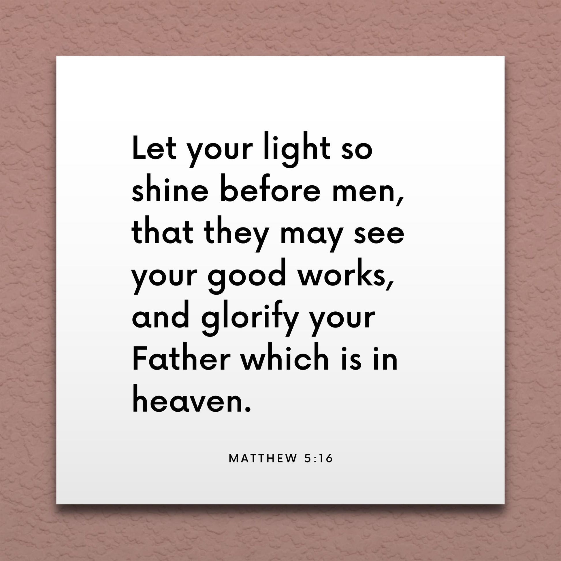 Wall-mounted scripture tile for Matthew 5:16 - "Let your light so shine before men"